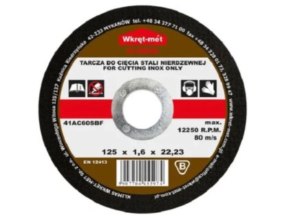 Rezací kotúč oceľový Wkręt-Met 125x1,6x22,2 mm
