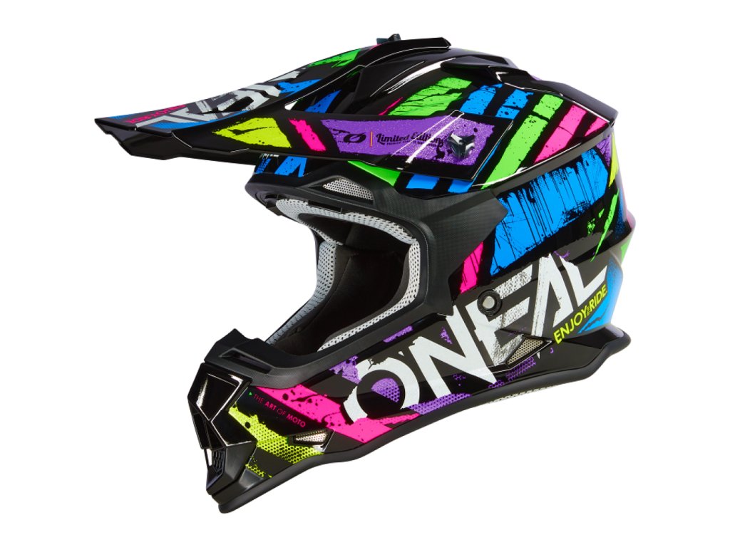 O´Neal přilba 2SRS GLITCH (velikost S, materiál Skořepina 72% ABS, 28% EPS, polstrování 85% Polyester, 15% Spandex, váha 1450)