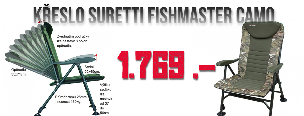 SURETTI Křeslo Fishmaster Camo