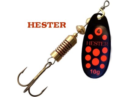 Hester Fishing rotační třpytka Ospray Black Neon Orange Dots