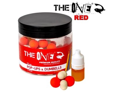 Plovoucí boilies The One Red Pop-Up & Dumbells Sausage - Strawberry 50 g + Liquid