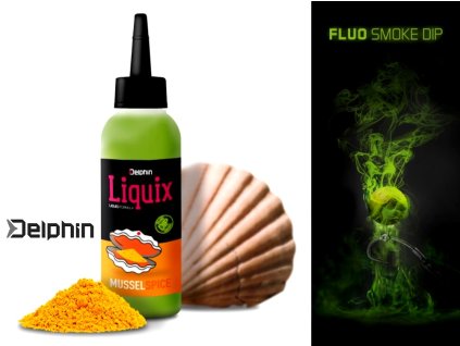 Delphin Fluo dip D SNAX LiquiX Mušle-Koření 100 ml