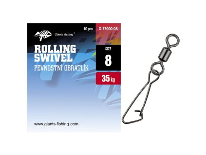 GIANTS FISHING PEV. OBRATLÍK S KARABINKOU ROLLING SWIVEL WITH HOOKED SNAP 10KS