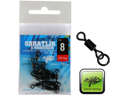 Pevnostní obratlíky s kroužkem Giants Fishing Long Body Rolling Swivel with Ring - 10 ks