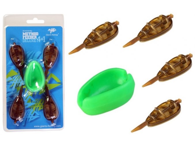 Giants Fishing sada krmítek Method Feeder Deluxe Set 4+1 (30+40+50+60 g)