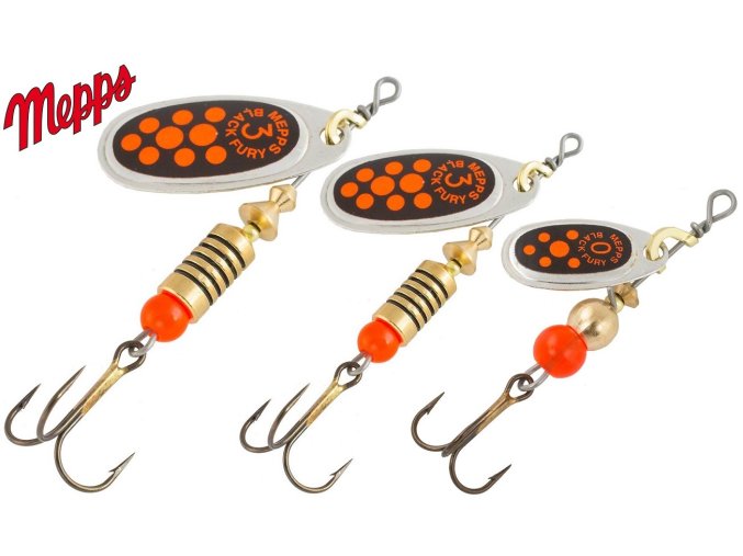 MEPPS rotační třpytka Black Fury Silver Orange