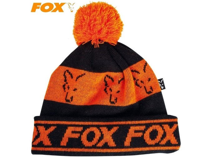 Čepice FOX Black/Orange Lined Bobble Hat