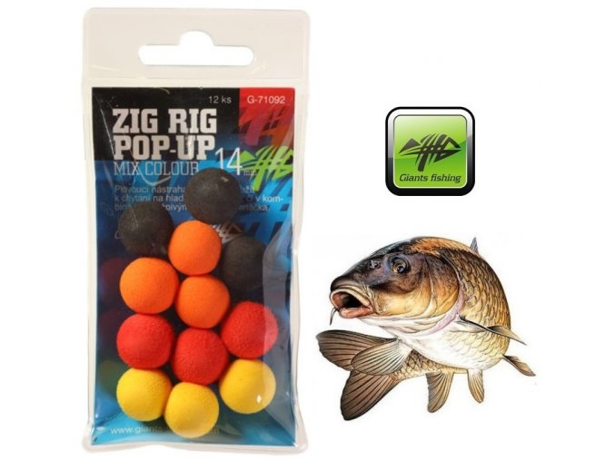 Giants Fishing pěnové plovoucí boilie Zig Rig Pop-Up Mix Color - 12 ks