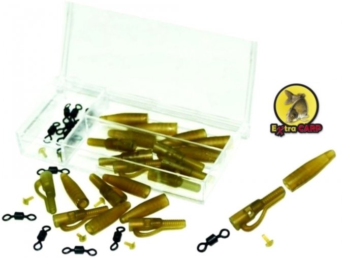 Extra Carp závěsky na olovo Lead Clip Extra Box With Rolling Swivel - 10 ks