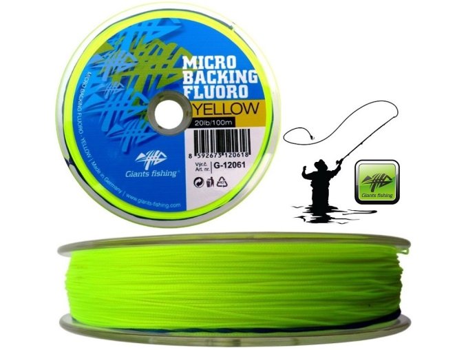 Giants Fishing podklad pod muškařskou šňůru Micro Backing Fluoro-Yellow 20 lb/100 m