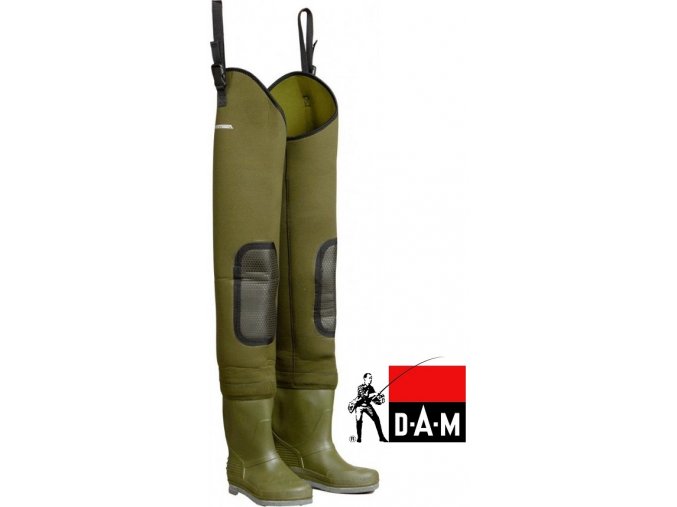 Brodící kalhoty DAM Fighter PRO+ Hip Neoprene Hip Wader Cleated Sole