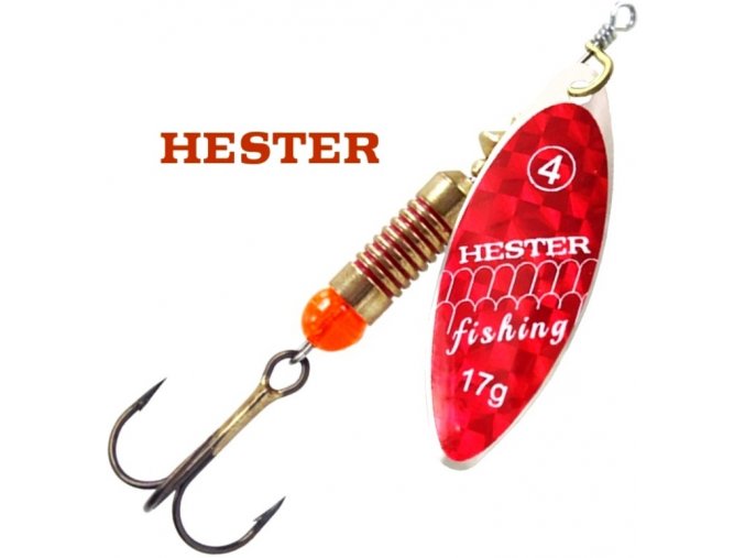 Hester Fishing rotační třpytka Willow Red Holo Scales