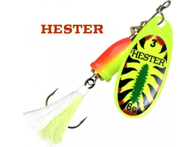 Hester Fishing rotační třpytka Bell Fly Fire Shark W Green/White