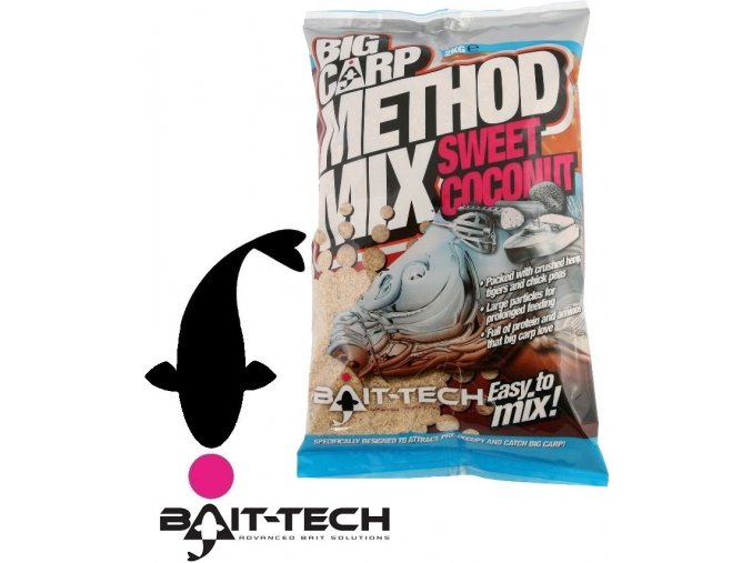 Bait-Tech krmítková směs Big Carp Method Mix Sweet Coconut - 2 kg