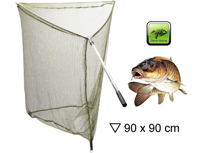 Giants Fishing podběráková hlava Carp Net Head 90x90 cm + rukojeť - AKČNÍ SET