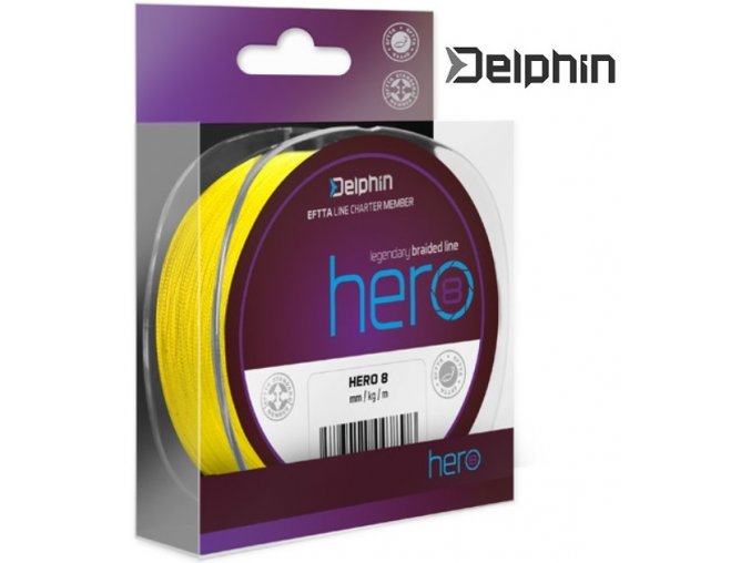 Delphin pletená šňůra HERO 8 fluo žlutá 300 m