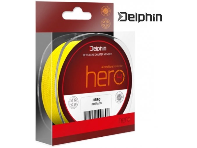 Delphin pletená šňůra HERO 4 fluo žlutá 117 m