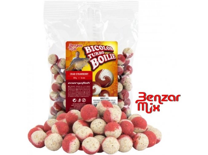 Benzar Mix Bicolor Turbo boilies Crab-Strawberry 250 g