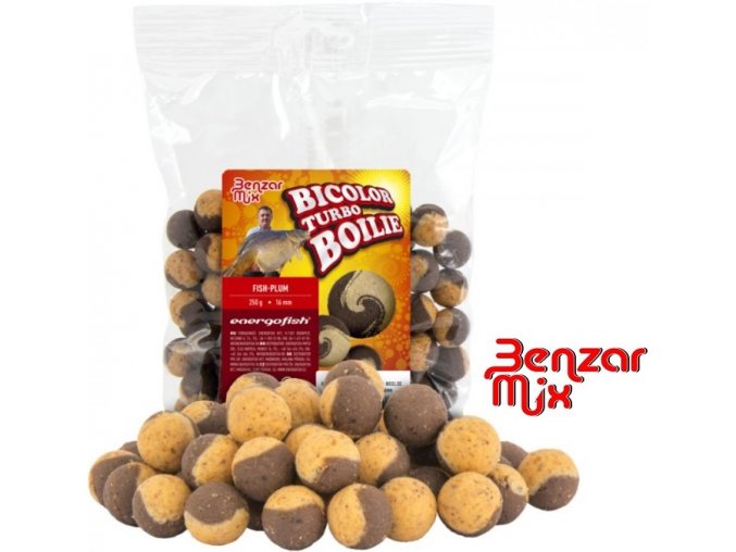 Benzar Mix Bicolor Turbo boilies Fish-Plum 250 g