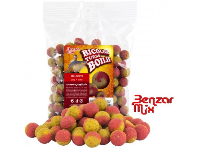 Benzar Mix Bicolor Turbo boilies Krill-Scopex 250 g