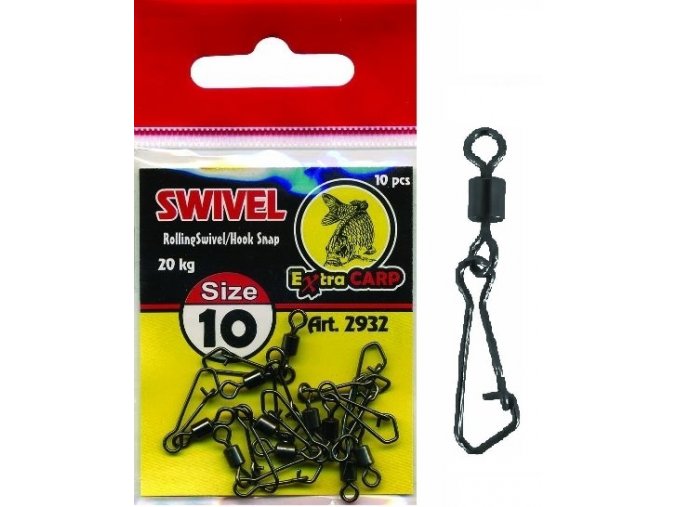 Extra Carp Rolling Swivel Hook Snap pevnostní obratlíky s karabinkou 10 ks