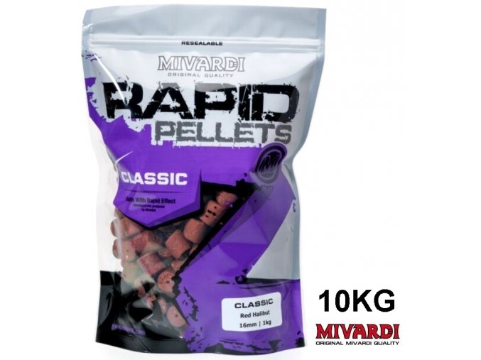 Pelety Mivardi Rapid Pellets Classic Red Halibut 10 kg