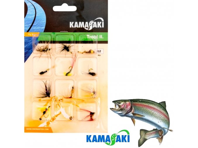 Mušky na pstruhy Kamasaki GS Fly Set 020 sada 12 ks