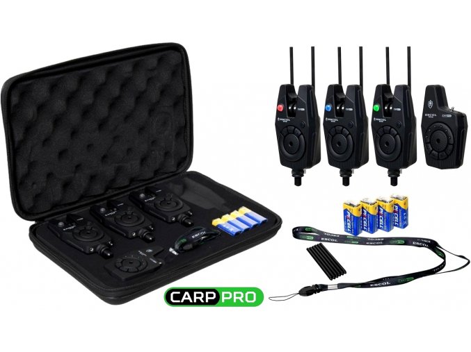 Carp Pro sada hlásičů záběru Escol WRS Bite Alarm Set 3+1