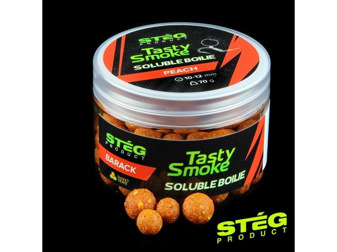 Stég boilies Tasty Smoke Soluble Boilie 10-12 mm/70 g