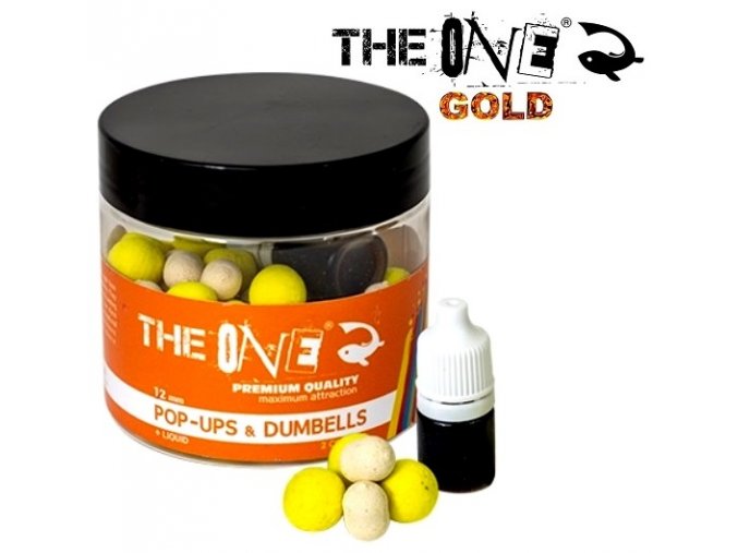 Plovoucí boilies The One Gold Pop-Up & Dumbells Scopex - Caramel 50 g + Liquid