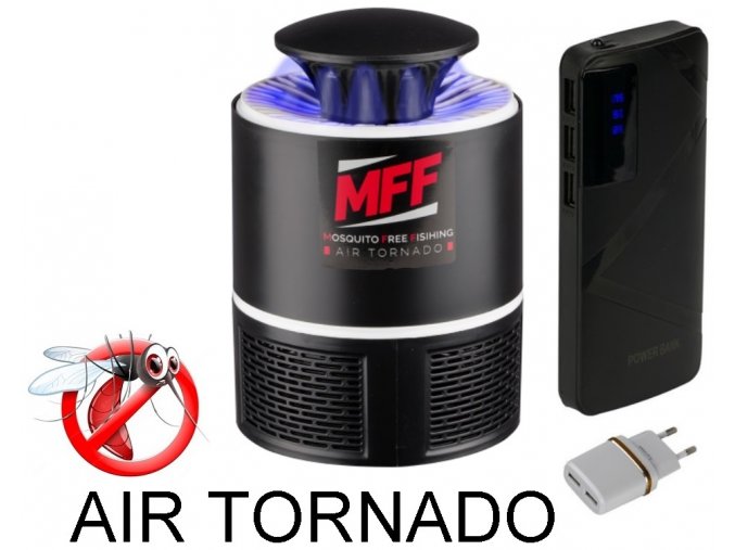 MFF lampa proti hmyzu Air Tornado se síťovým adaptérem a powerbankou