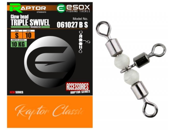 Esox Raptor T trojobratlíky Triple Swivel 10 ks