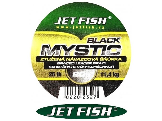 Jet Fish ztužená návazcová šňůrka Black Mystic 20 m