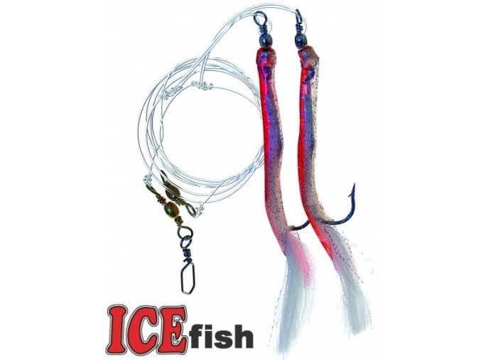 Návazec pro mořský rybolov ICE Fish trubičky MIX C červená/stříbrná