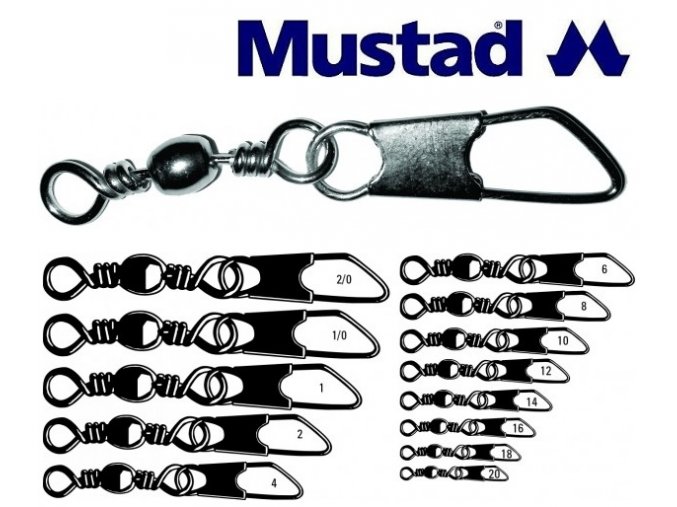 Obratlíky s karabinkou Mustad Barrel Swivel With Safety Snap 77215 - 10 ks