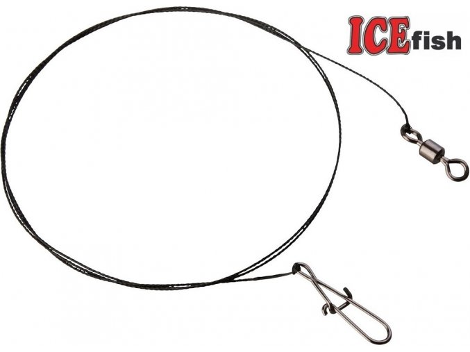 ICE Fish wolframové lanka s obratlíkem a karabinkou - 2 ks