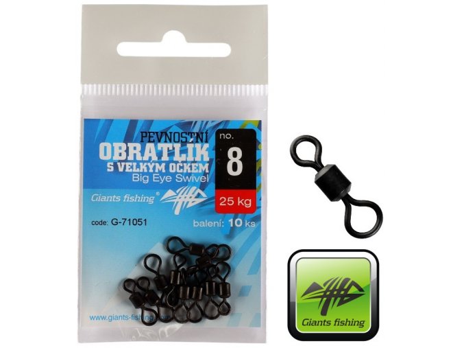 Pevnostní obratlíky s velkým očkem Giants Fishing Big Eye Swivel - 10 ks