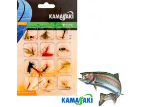 Mušky na pstruhy Kamasaki GS Fly Set 010 sada 12 ks