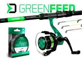 Feederový set Delphin GreenFEED 330 cm/100 g + 3T + 0,22 mm