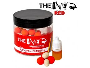 Plovoucí boilies The One Red Pop-Up & Dumbells Sausage - Strawberry 50 g + Liquid