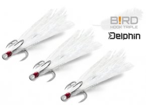 Delphin B!RD Hook TRIPLE 3ks - trojháčky/bílá pírka