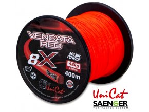 Saenger šňůra na sumce Uni Cat Vencata Red 8X Braid 400 m