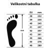 EVA Shoes Velikostni tabulka