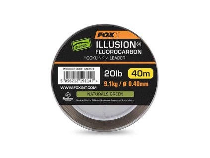 Fox Illusion Fluorocarbon Hooklink/Leader (Variant Edges Illusion Fluorocarbon 20lb 9.1kg (0.40mm) x 40m - Naturals Green)