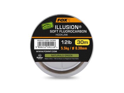 Fox Illusion Soft Fluorocarbon (Variant Edges Illusion Soft Fluorocarbon Hooklink 12lb 5.5kg  (0.30mm) x 30m - Naturals Green)