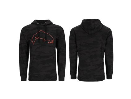 Trout Outline Hoody Woodland Camo Carbon M