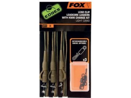 Fox Edges Dark Camo Leadcore Leadclip Rigs x 3 Kit inc Kwik Change Kit (CAC576)