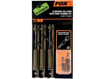 Fox Hotové montáže Leadcore Heli Rigs + Kwik Change Kit-Light Camo