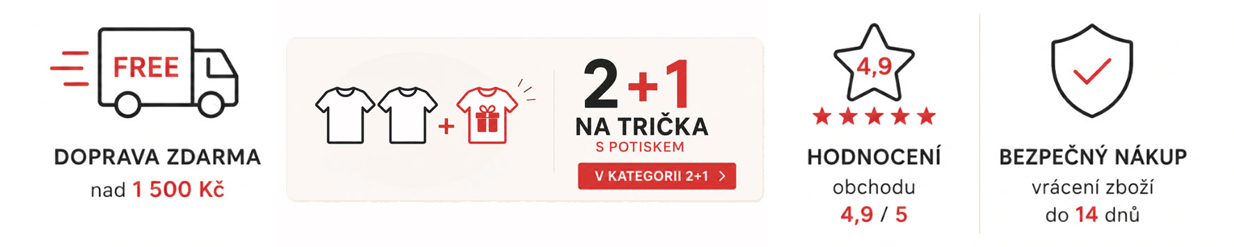 Akce 2+1 na trička s potiskem