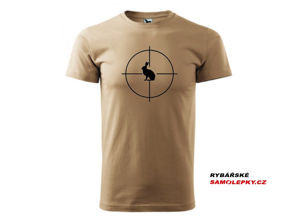Pánské tričko Zajíc v hledáčku (Barva textilu Písková, Velikost oblečení XS)